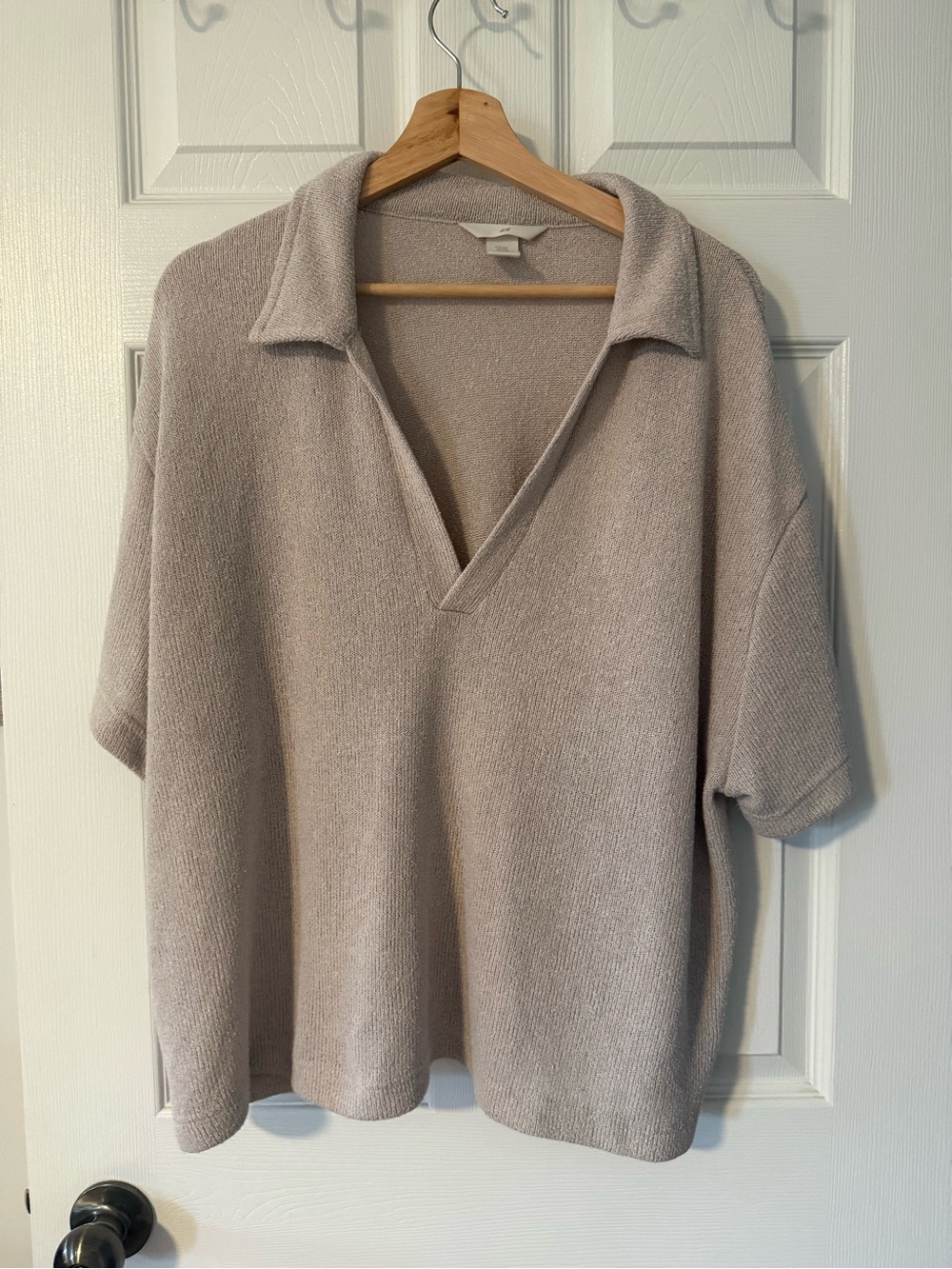 3/$20 H&M Light Taupe Knit Top with Polo Collar